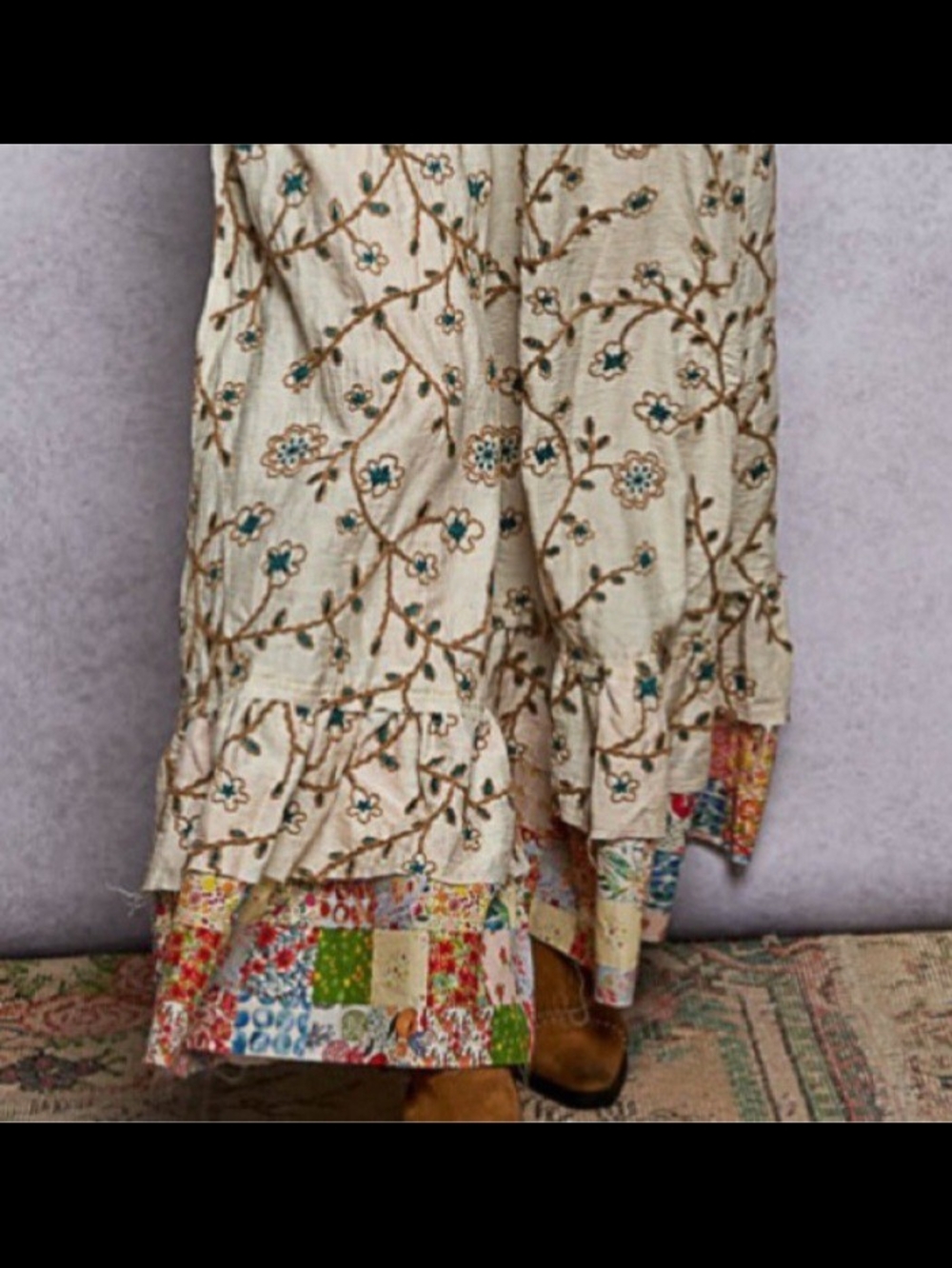 POL Cream Floral Patchwork Overalls NWOT - Picture 3 of 4